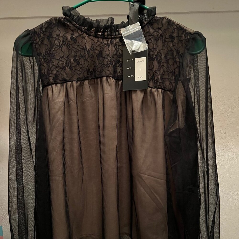 Brand new with tags! Black and nude lace and mesh shirt